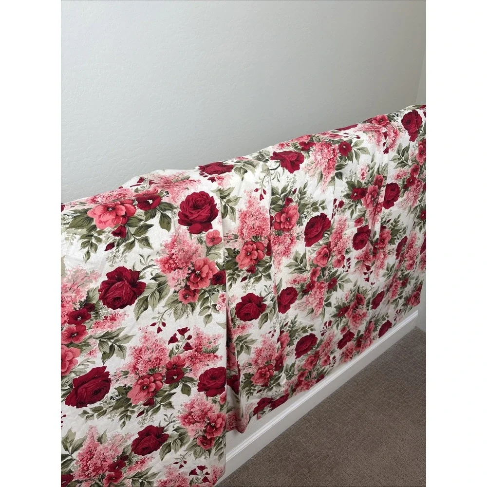 Vintage Mod Floral 5 Pinch Pleated Custom Decorator Curtain Panels 22